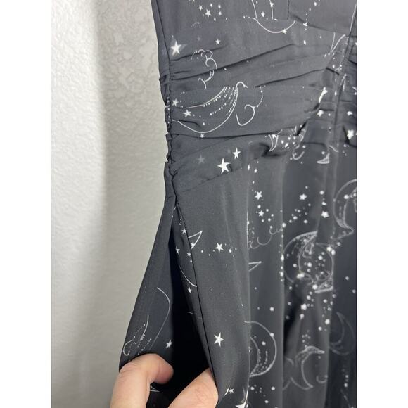 EShakti Black Celestial Dress L 14 Stars Moon Space Chiffon - Picture 4 of 7